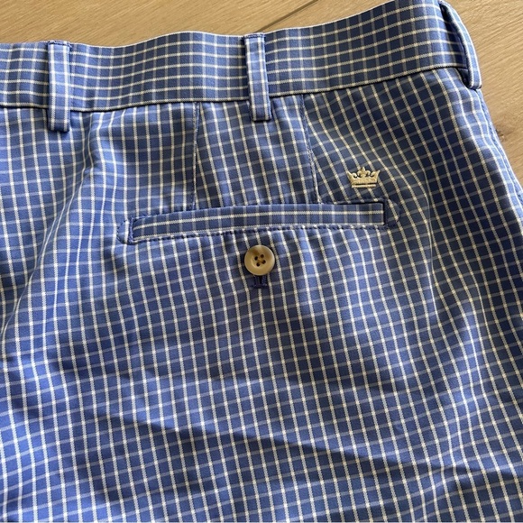 Peter Millar Featherweight Golf Shorts Mens 40 Blue Check Nylon Blend Flat Front - Picture 4 of 4